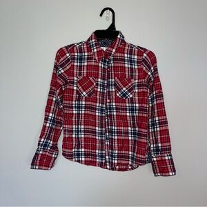 Justice Red and Blue Plaid Button Down Shirt